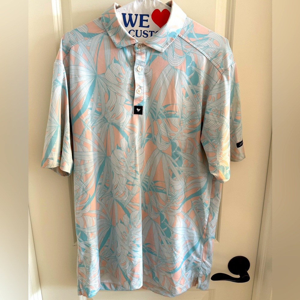 Bad Birdie Pastel Palm Print Polo